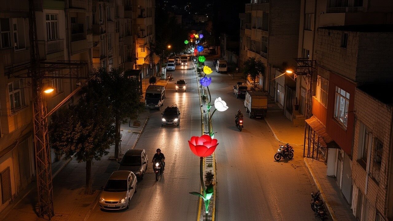 Kilis'te Dereboyu Caddesi Yeni Aydınlatmalarla Parıldıyor