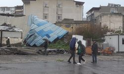 Fırtına, direkleri devirdi ve 2 araca zarar verdi