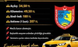 İzmir'de taksi iniş biniş ücreti 180 lira olarak belirlendi