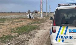 Karaman'da otomobilin devrilmesi sonucu 5 kişi kazayı hafif sıyrıklarla atlattı