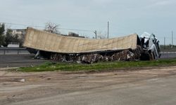 Mardin'de karton yüklü tır devrildi: 1 kişi yaralandı