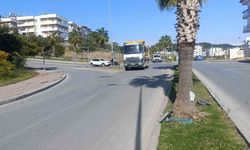 Otomobilin palmiye ağacına çarpma anı güvenlik kamerasında görüntülendi