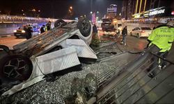 Takla atan araçlardan yaralanmadan kurtuldular