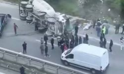 Ümraniye'de beton mikserinin devrilmesi sonucu bir kişi yaralandı