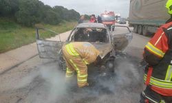 Biga-Bandırma yolunda araçta yangın paniği yaşandı