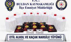 Buldan'da kaçak alkol ve nargile tütünü ele geçirildi