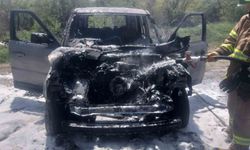 Gönen'de çıkan araç yangını korkuya sebep oldu