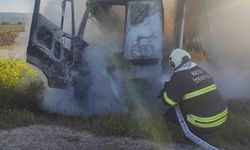 Kırıkhan'da kamyon alev aldı