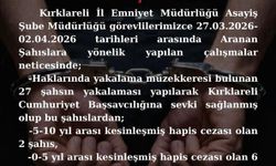 Kırklareli'de Aranan 8 Şahıs Tutuklandı