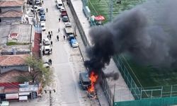 Samsun'da Yabancı Plakalı Minibüs Alev Alev Yandı