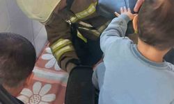 Spor aletinde kaza, çocuk itfaiye tarafından kurtarıldı