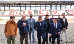 Vali Sözer yeni stadyum ve spor salonu inşaatını denetledi