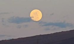 Van'da Göz Alıcı Bir Manzara: 'Pembe Ay' Erek Dağı'ndan Yükseldi