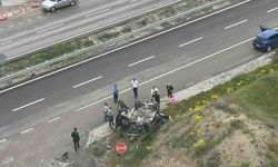 Beypazarı'nda takla atan otomobilden 3 kişi yaralı çıktı