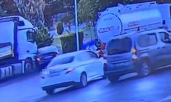 Elazığ'da tırın çarptığı otomobilin sürüklenişi kamerada
