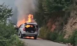 Giresun'da otomobil yangını: Alevler içinde kalan aile son anda kurtuldu