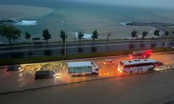 Giresun'da yoğun yağış, Karadeniz Sahil Yolu'nda su birikintileri oluşturdu