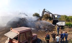 Gönen'de büyük yangın: 90 ton saman kül oldu