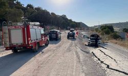 Heyelanda Yükselen Asfalta Çarpan Otomobil Kaza Yaptı