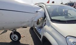 İtalya'da pistteki özel jete araç çarptı