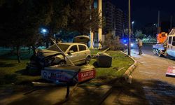 Kontrolden Çıkan Otomobil Parka Dalınca Korku Dolu Anlar Yaşandı