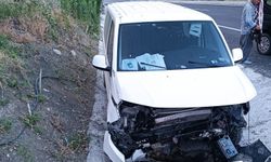 Menfeze çarpan araçta sürücü yaralandı