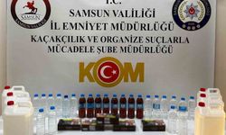 Samsun'da 37 litre sahte içki ve bin makaron sigara ele geçirildi