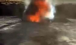 Siirt'te demiryolu şantiyesinde iş makinesi alev aldı