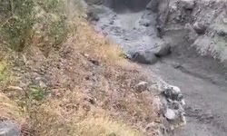 Tunceli'de sağanak sonrası heyelan görüntülendi