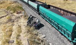 Yük treni hemzemin geçitte kamyona çarptı: 1 kişi yaralandı