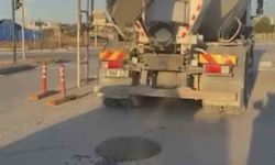 Bursa'da Beton Mikserinden Yola Dökülen Beton Tepkilere Neden Oldu