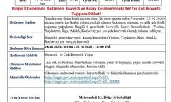 Bingöl için Meteoroloji'den kuvvetli yağış uyarısı geldi