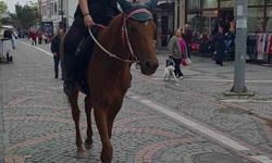 Edirne'de atıyla caddelerde dolaşan kadın ilgi çekti