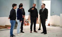 Üzümlü'deki güreş salonunda inşaat çalışmaları incelendi