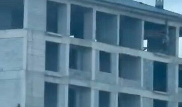 Elazığ'da inşaat işçilerinin tehlikeli çalışması kameraya yansıdı
