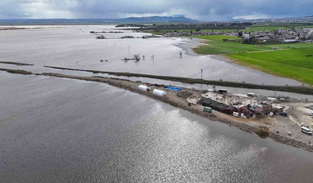 Günlerdir devam eden yağışlı havayla Amik Ovasında binlerce dönüm tarım arazisi sular altında kaldı