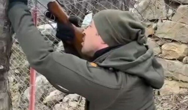 Ağaçta sıkışan dronu tüfekle vurarak kurtardılar