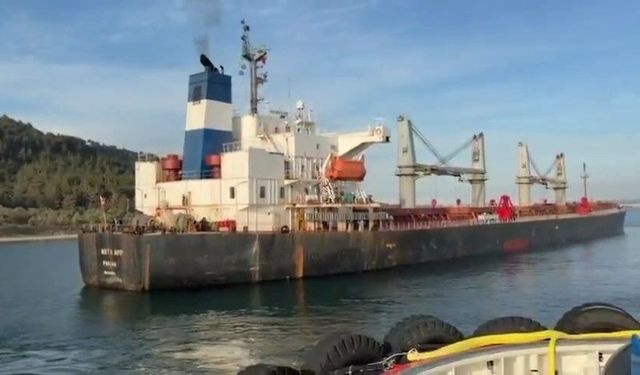 Çanakkale Boğazı'nda Makine Arızası Nedeniyle Gemi Karaya Çakıldı