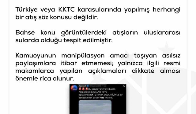DMM, 'KKTC'den denizaltı füze fırlatıldı' haberini yalanladı