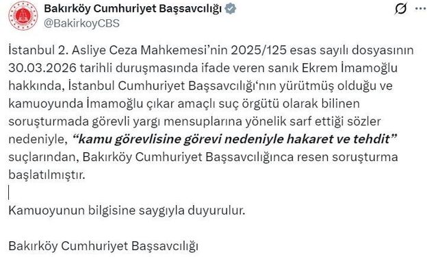Ekrem İmamoğlu'na 'hakaret ve tehdit' suçlamasıyla soruşturma açıldı