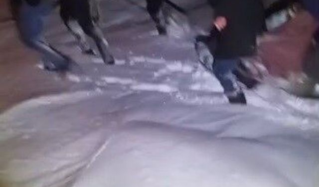 Kars'ta 85 Yaşındaki Kadın, Karla Kaplı Yolda Leğenle Ambulansa Taşındı