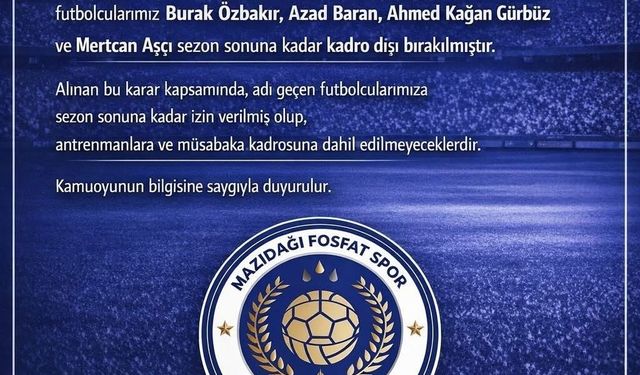 Mazıdağı Fosfatspor'da Dört Oyuncu Takım Dışı Bırakıldı
