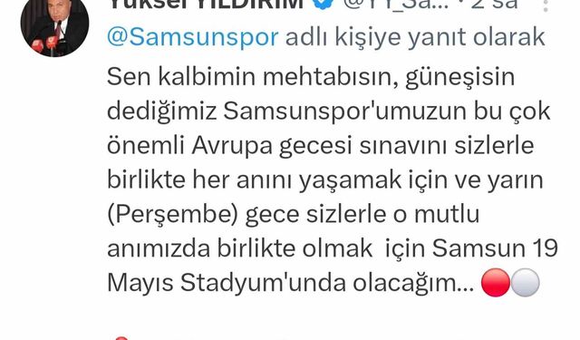 Yüksel Yıldırım: '19 Mayıs Stadyumu'nda Bir Araya Geliyoruz'