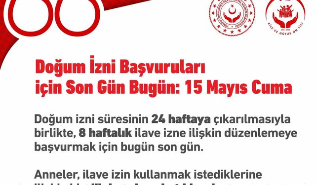 Bugün ilave doğum izin başvuruları sona eriyor