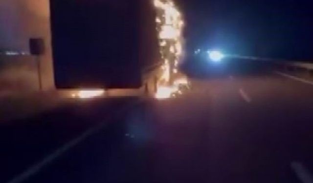 Diyarbakır'da hareket halindeki tır alev aldı