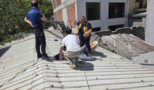 Mudanya'da iş kazası:6.kattan devrilen vinçte 2 işçi yaralandı