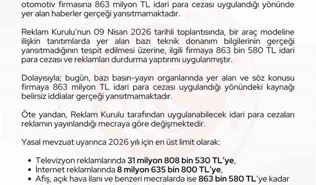 Ticaret Bakanlığı: 'Otomotiv firmasına 863 milyon lira ceza uygulanmadı'