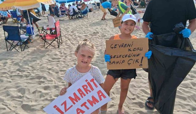 Çevre bilincine dikkat çekmek için Saros Körfezi'nde temizlik yaptılar