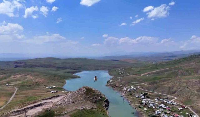 Dron ile kaydedilen kartal ve yılanın gökyüzündeki dansı