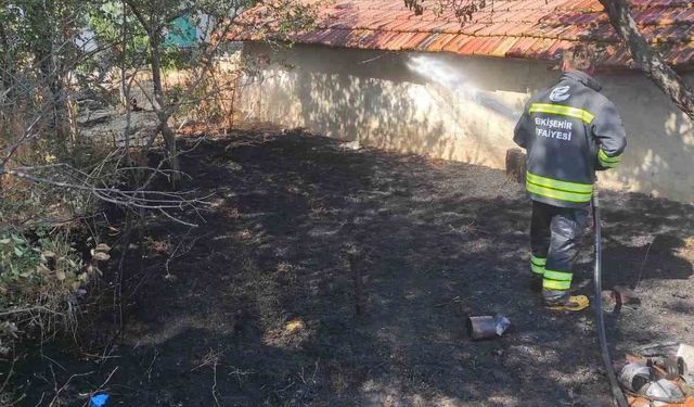 Eskişehir'de müstakil evin bahçesindeki yangın, ahıra sıçramadan söndürüldü
